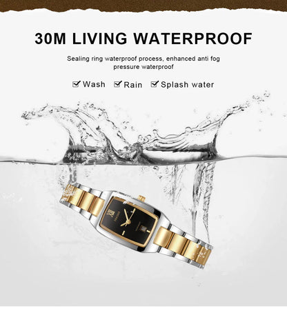 WWOOR Elegant Women's Watch Fashion Stainless Steel Waterproof Ladies Quartz Wristwatch Luxury Bracelet Watches Date Reloj mujer