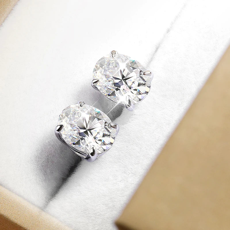 Smyoue Each 1-4CT Oval Cut Certified Moissanite Stud Earrings for Women Ideal Cut Gemstone 100% 925 Sterling Silver Plated 18k