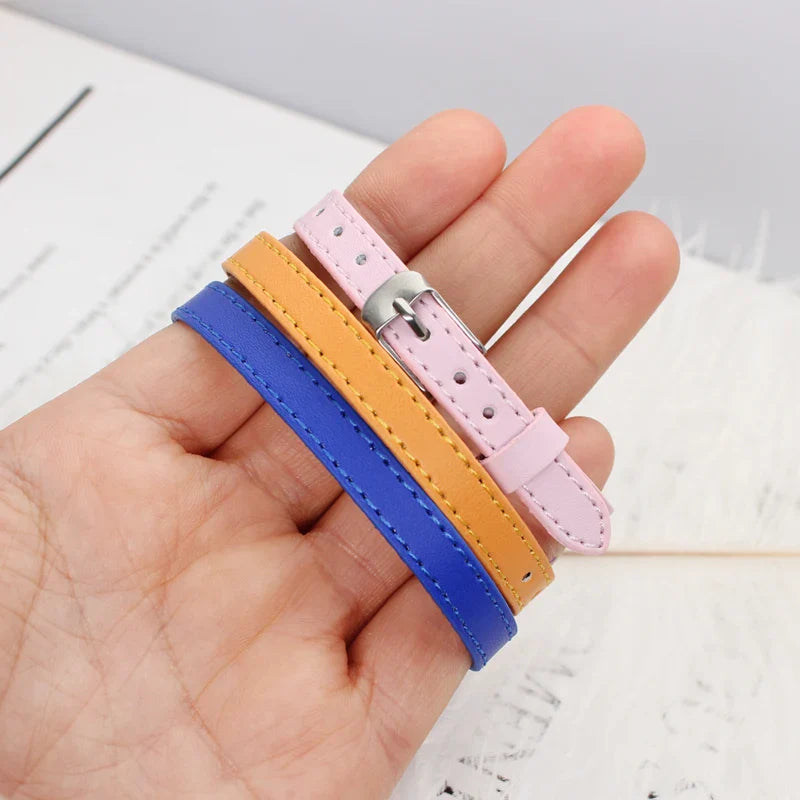 20pcs Real Leather Bracelet Band 8/10mm Width 21cm Length Through Slide Charms Letters Alphabet DIY Jewelry For Women Kids Gift