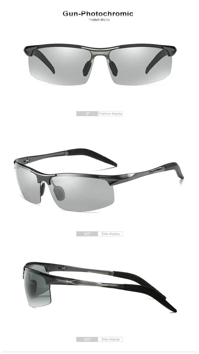 CLLOIO Aluminum Photochromic Sunglasses Men Polarized Day Night Driving Chameleon Glasses Anti-Glare Change Color Sun Glasses UV