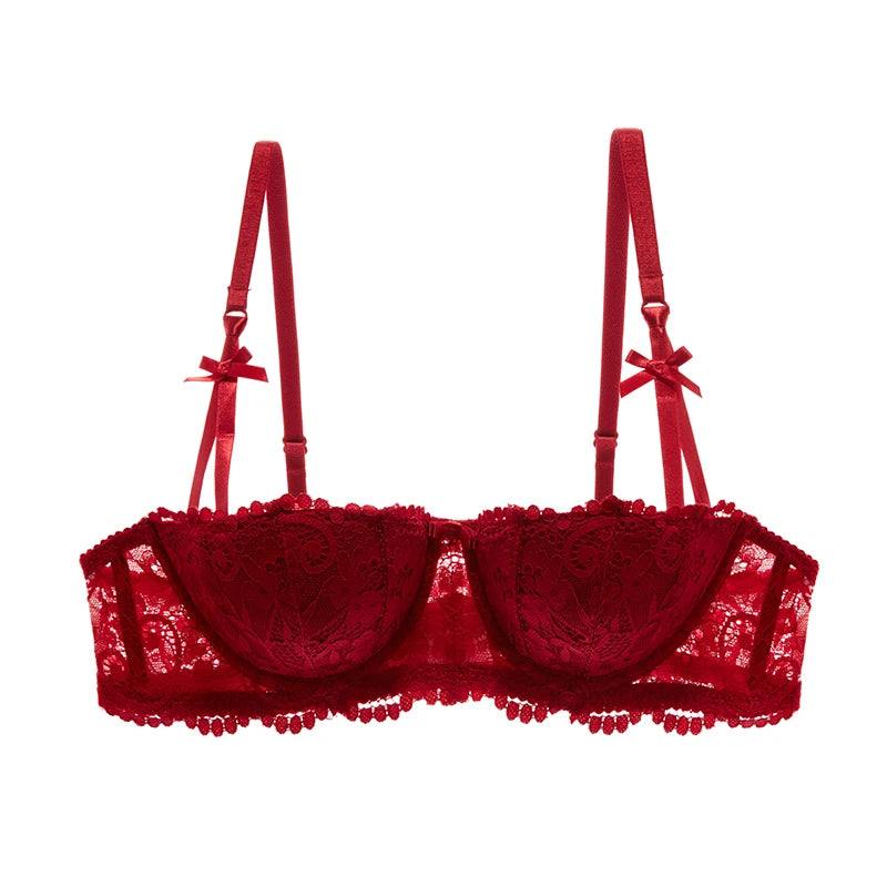 Bras For Women Plus Size Lingerie Red Thin Underwear Cotton Push Up