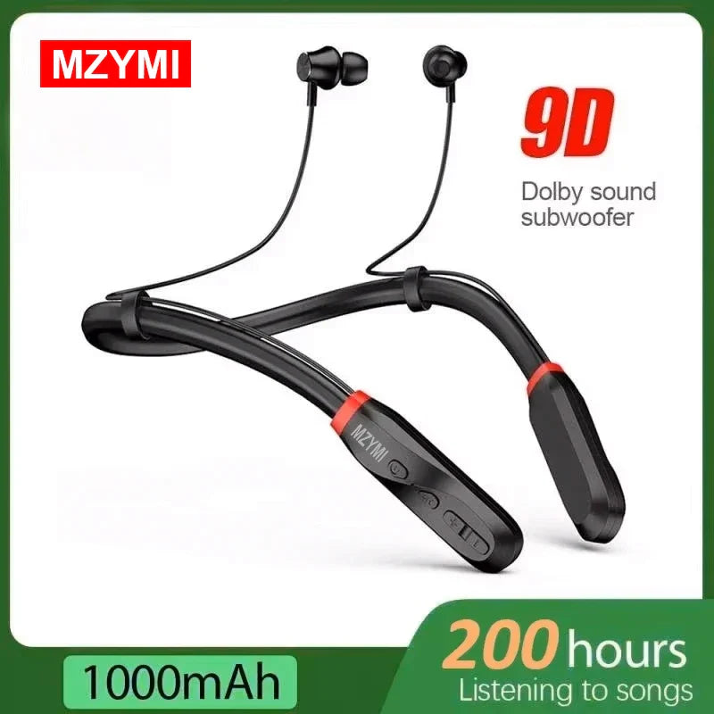 MZYMI Wireless Earphones 200 Hour Play Neckband Bluetooth 5.1 Headphones Headphone with Mic 9D Stereo Earbuds Headset