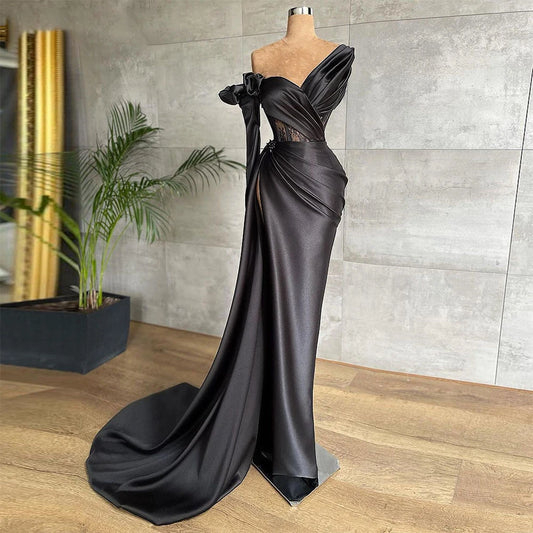 Long Party Dresses One Shoulder Vintage Night Dresses