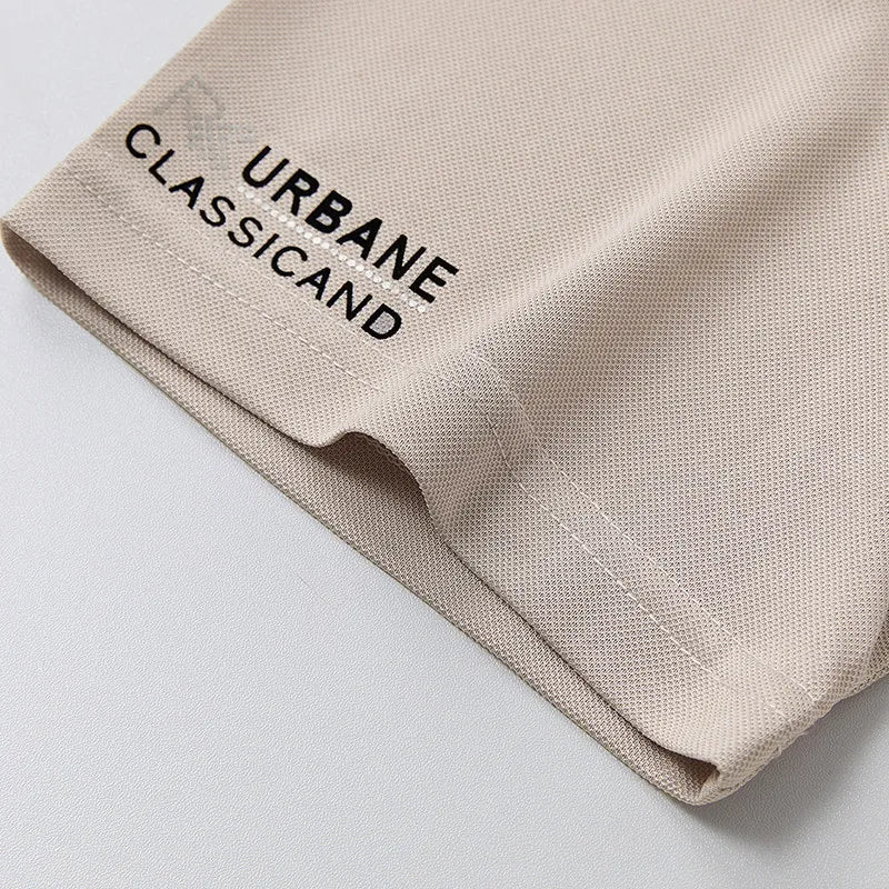 New Men's Business Casual Short Sleeved Shirt with Badge Solid Color Polo Shirt Fashionable Breathable Comfortable Versatile Top