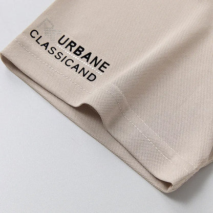 New Men's Business Casual Short Sleeved Shirt with Badge Solid Color Polo Shirt Fashionable Breathable Comfortable Versatile Top