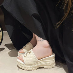 Women Platform Slippers Summer Luxury Korean Fashion Open Toe Low Heel