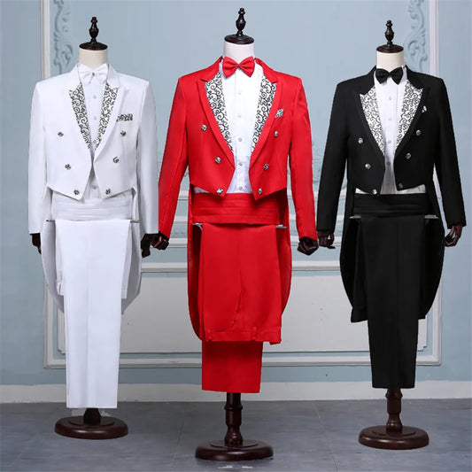 Tuxedo for Mens: Tailcoat Suits Men Vest Jacket White Tail Coat Chorus Tuxedo
