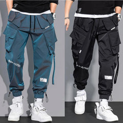 Thin Streetwear Casual Pants Men Ribbons Harem Jogging Pants Male Slim Fit Spring