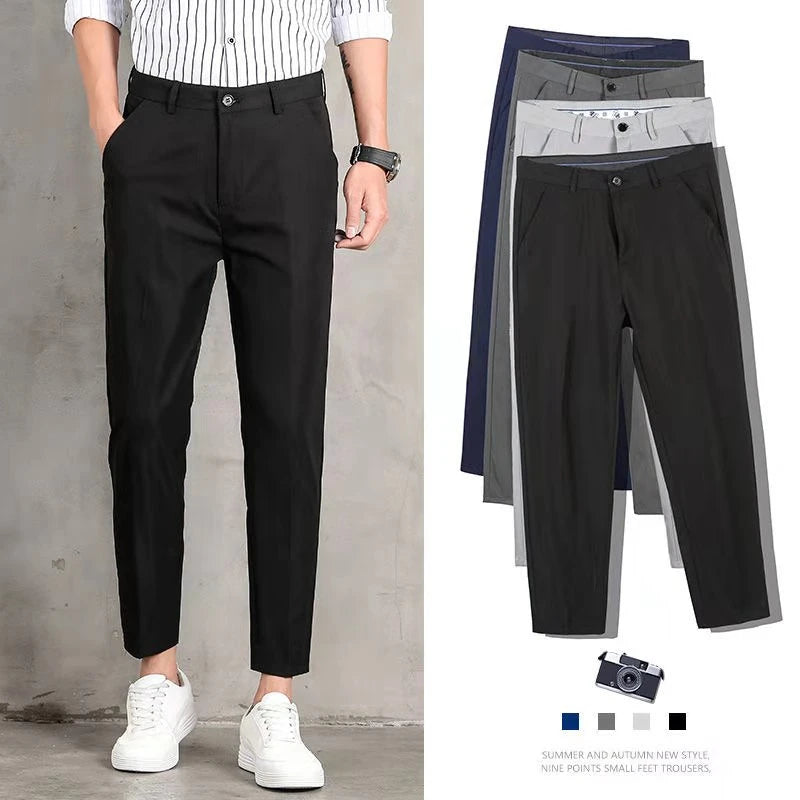 Spring Thin Suit Pants Men's Slim Fit Business Casual Pants Drape Stretch Men's