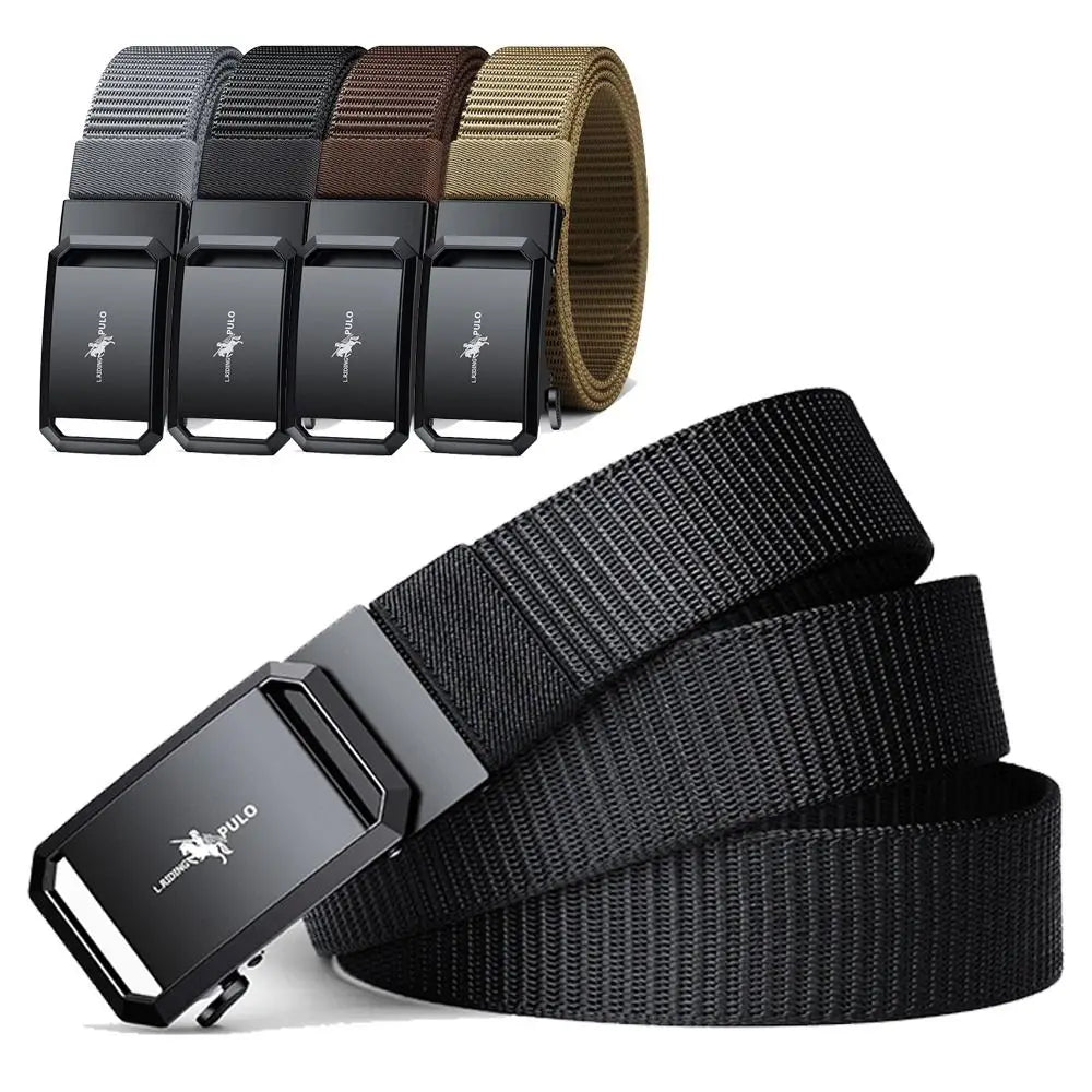 Men Business Belt Luxury Brand Quality Nylon Canvas Belt Black Automatic Buckle Belt Casual Simple Wild Style Trendy Jeans Belt
