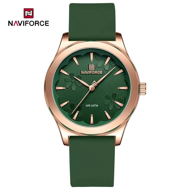 NAVIFORCE Watches for Women Creative Fashion Flower Dial Wristwatch Ladies Quartz Waterproof Shockproof Female Clock Gifts 2024