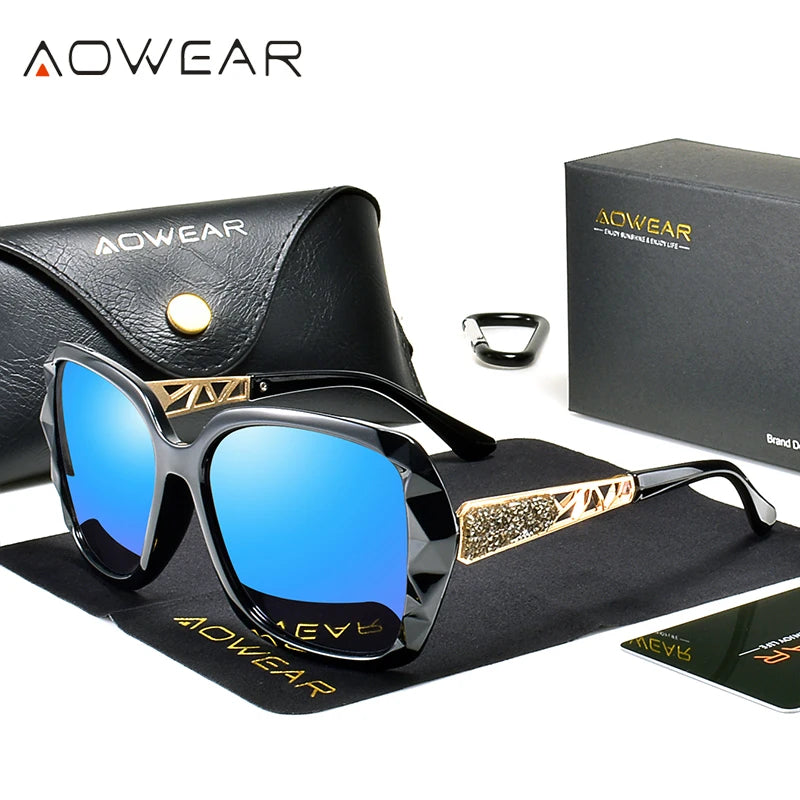 Sunglasses Women Polarized Square Vintage Sun Glasses Ladies Diamond