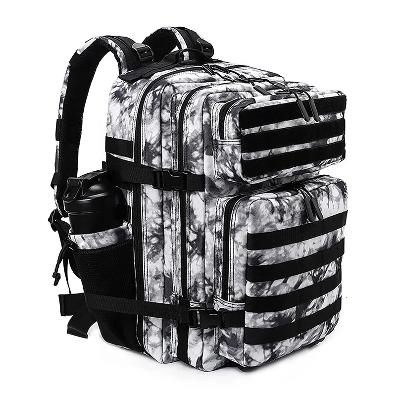 LHI 45L Tactical Backpack for Men and Women Large Athlete Gym Bag Outdoor Sports Hiking Survival Rucksack with Bottle Holder