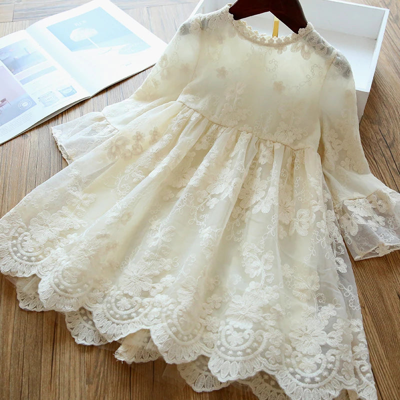 Kids Dresses For Girls Flower Lace Tulle Dress Wedding Little Girl Ceremony Party