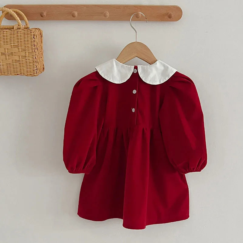 Baby Girl Party Dress Long Sleeved Cotton Stitching Baby Rompers