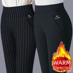 Women's Trousers Stripes Black OL Formal Clothes For Woman Pant