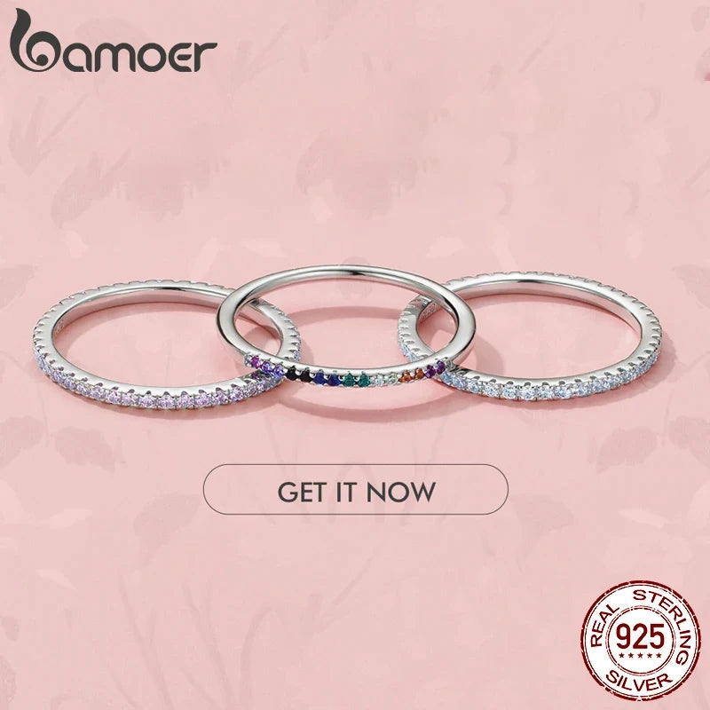 925 Sterling Silver CZ Simulated Diamond Stackable Ring Platinum Plated