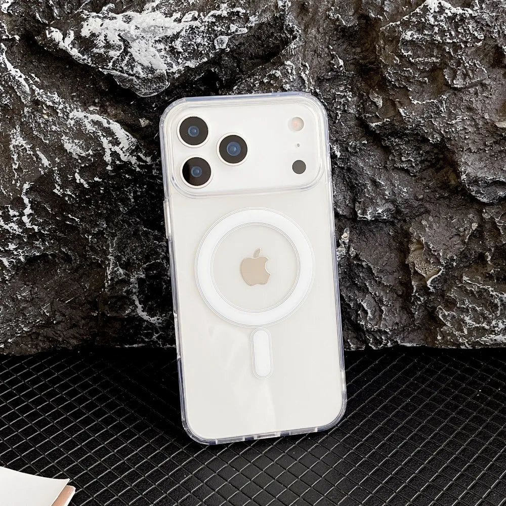 Transparent Original Magnetic Phone Case for iPhone 17 16 15 14 Plus 13 12 mini 11 Pro XS Max XR for Magsafe Acrylic Clear Cover
