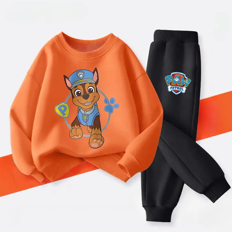 PAW Patrol Cartoon Printed Boys Hooides Sets Children's Long Sleeved Pullover Long Pant Two Piece Suit Kids Casual Sweatsuit