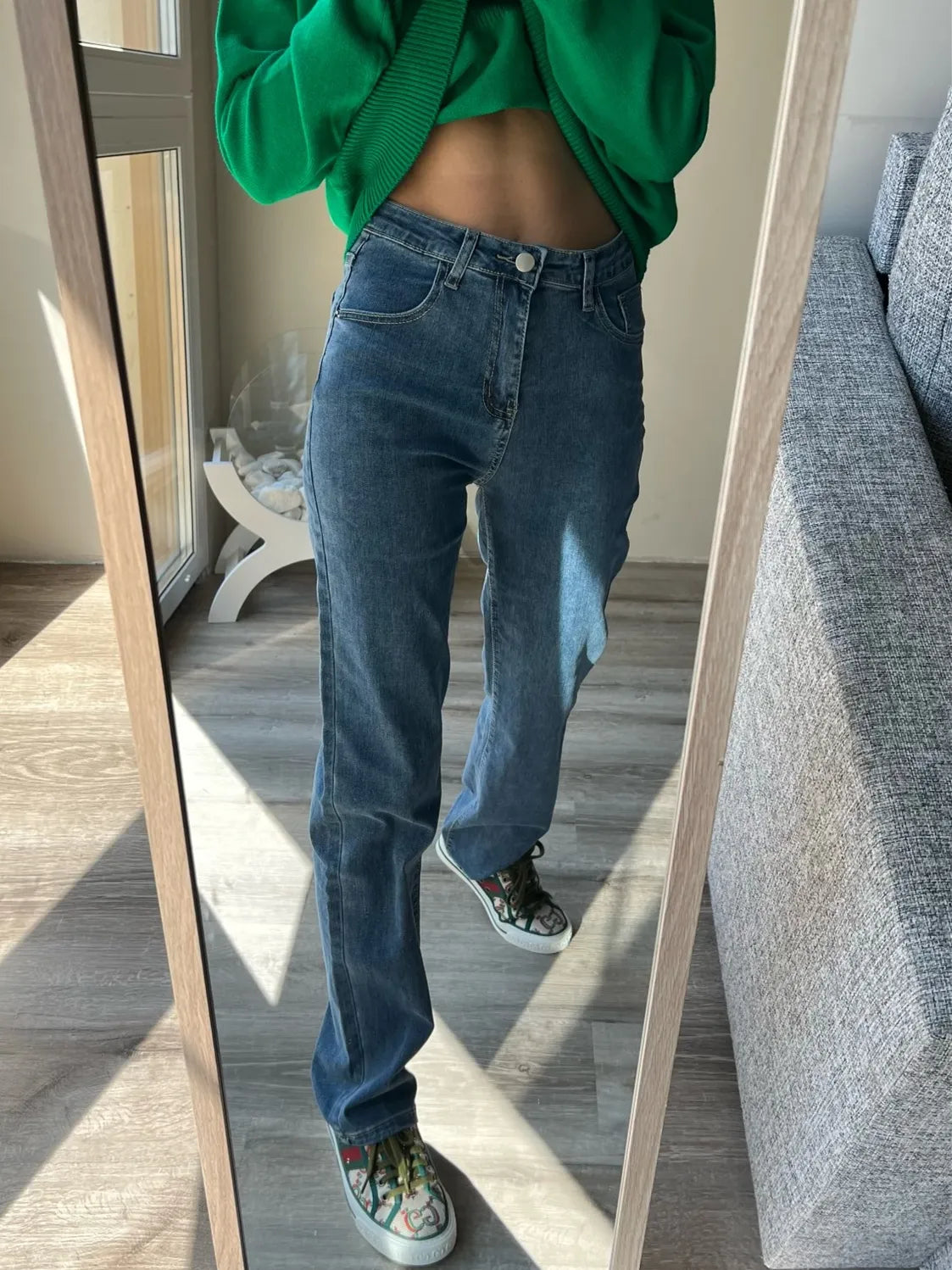 High Waist Straight Jeans Women Vintage Classic Boyfriend High Street Full Length Denim Pants
