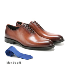 Brand Designer Whole Cut Oxford Dress Shoes Men Genuine Leather