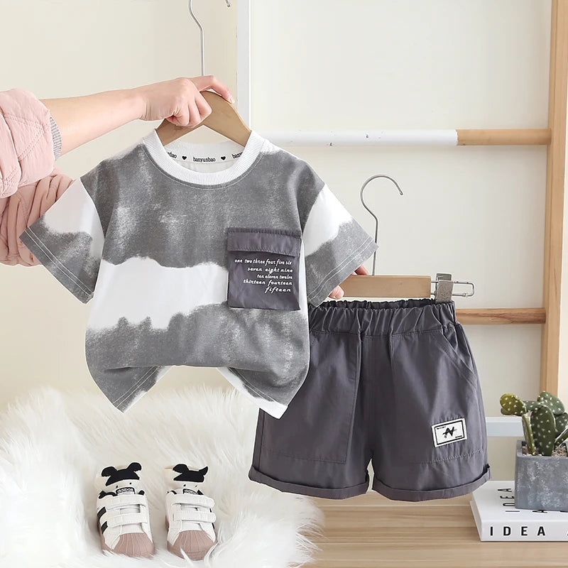 Summer Children Kid Boys Girls Cotton Clothes Full Printed T-shirt Shorts Toddler Clothing Baby Tracksuit Infant Casual Set