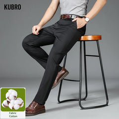 British Gentleman High Quality Cotton Business Casual Suit Pants Summer Thin Office Men