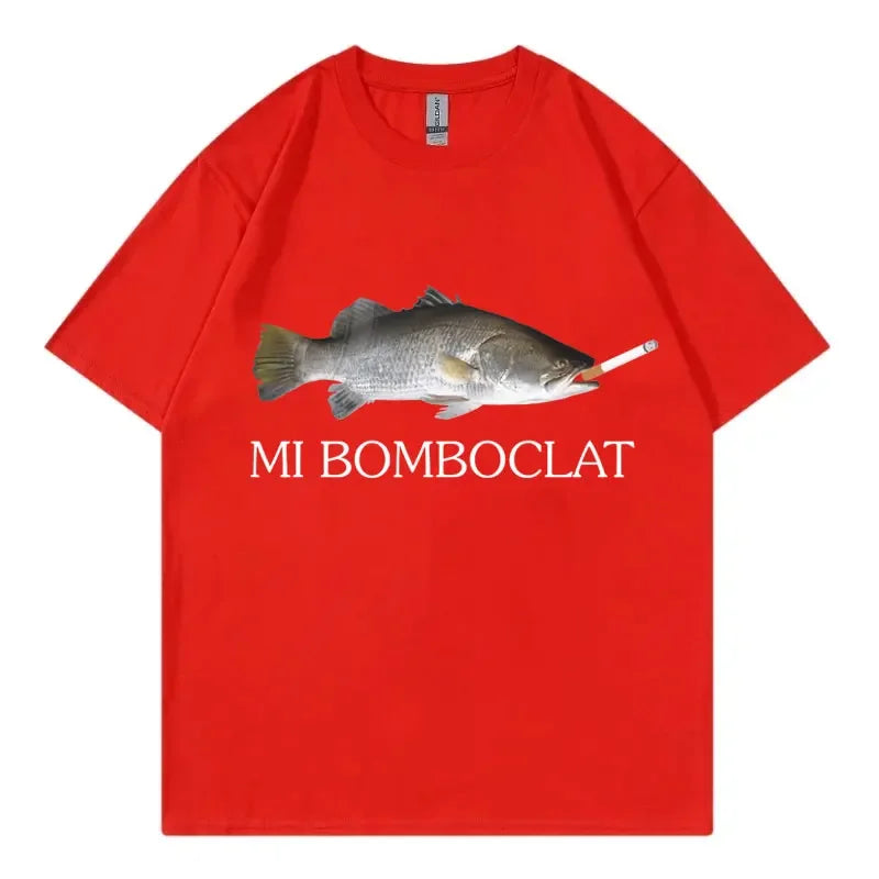 Funny Bomboclat Fish Meme T-shirt High Street Fashion Trend Y2k Short Sleeve T-shirts Women Harajuku Vintage Style T Shirts