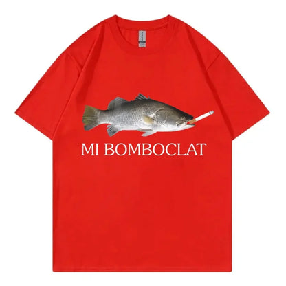 Funny Bomboclat Fish Meme T-shirt High Street Fashion Trend Y2k Short Sleeve T-shirts Women Harajuku Vintage Style T Shirts