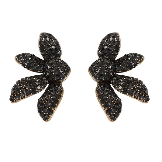 ZAA Vintage Gothic Black Rhinestone Flower Earrings for Women Fashion Holiday Party Jewelry Gifts New