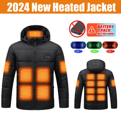 Heated Jacket, Winter Warm Outdoor USB Electric Heated Cotton Jacket