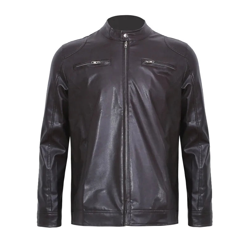 Top Layer Vintage Leather Clothes Men's Stand Collar Motorcycle Clothes