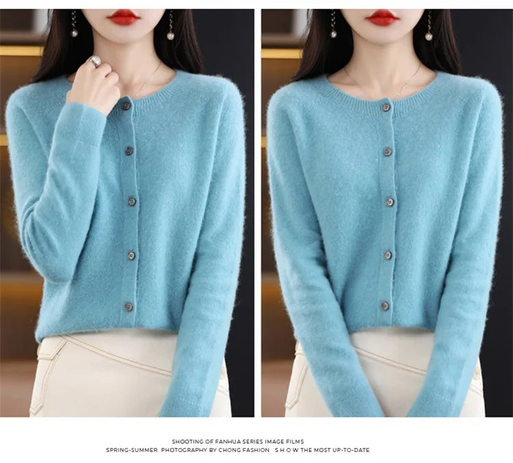 Spring and Autumn  New 100% pure merino cashmere sweater women's O-neck