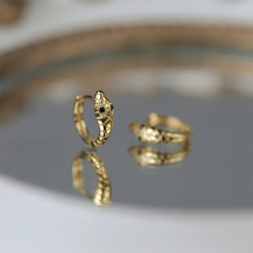 ROXI 925 Sterling Silver Ear Buckle Snake Twisted Round Circle Microinlaid Zirconia Hoop Earrings For Women Pendientes Aro Rojos