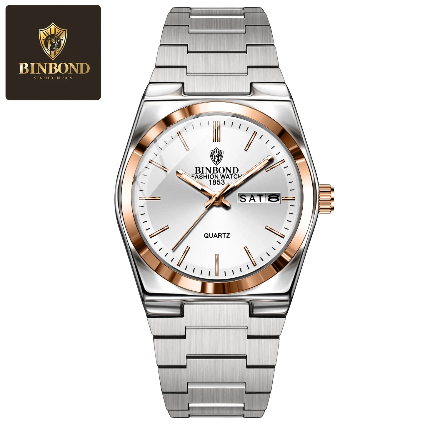 BINBOND 103 Business Women's Quartz Watch Waterproof Double Calendar Night Light Non Mechanical Ultra Thin Women's Quartz Watch