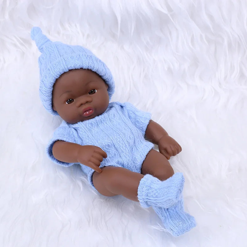 Black Reborn Dolls African Reborn Baby Doll 20cm Dolls Baby Reborn Baby Doll Toys Soft Touch High Quality Doll for Children Toys