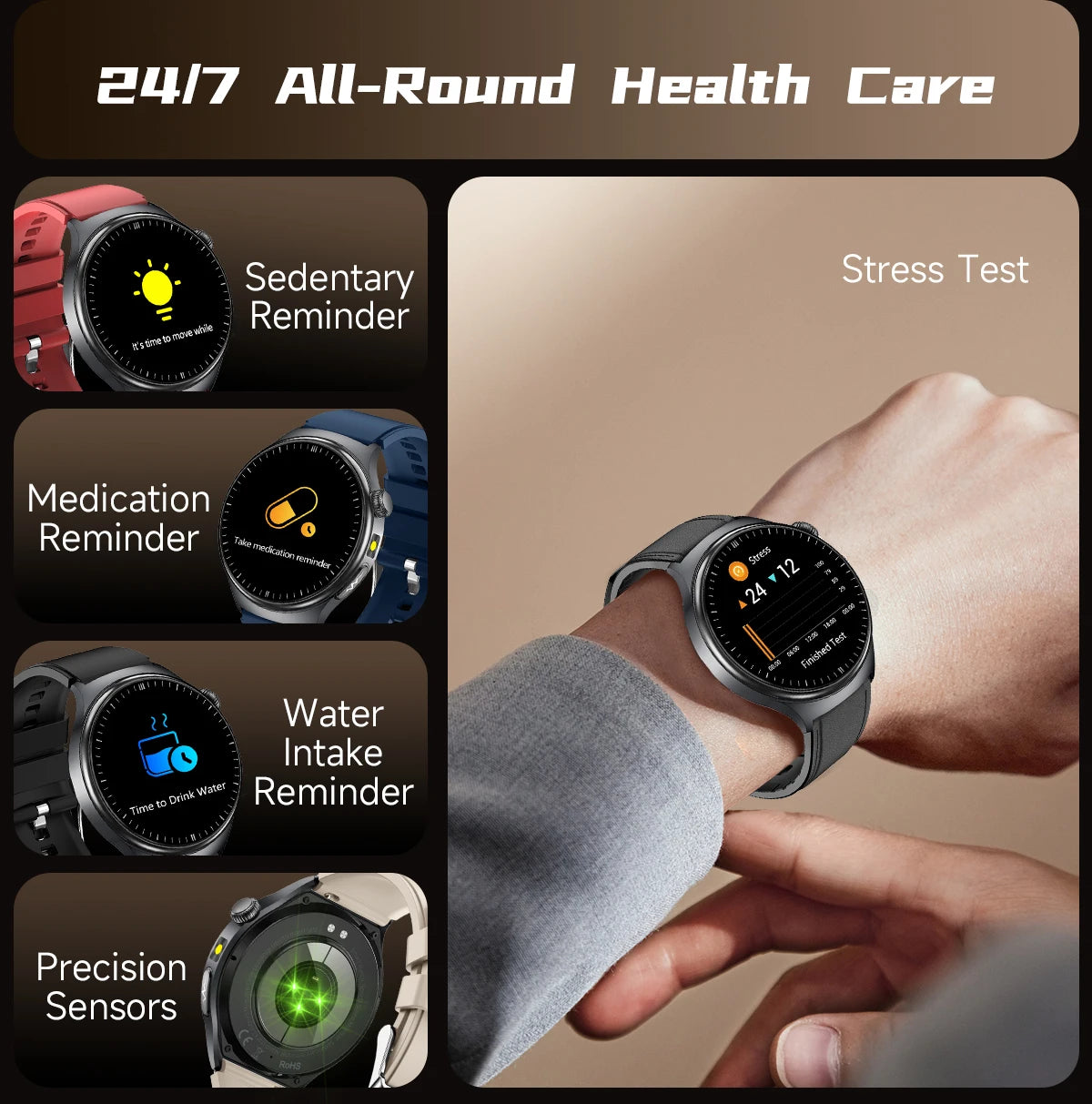 New Upgraded Health Monitoring Uric Acid Blood Pressure Blood Oxygen Heart Health Check Smart Watch ECG smart watches Man 2025