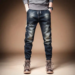 Trousers with Print Stretch Male Cowboy Pants Elastic Cargo Jeans for Men