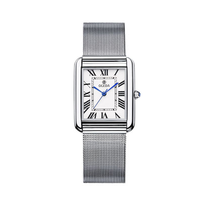 OGEDA Waterproof Couple Watches Casual Fashion Quartz Stainless Steel Leather Strap Square Dial Men's And Women's Lover Watch