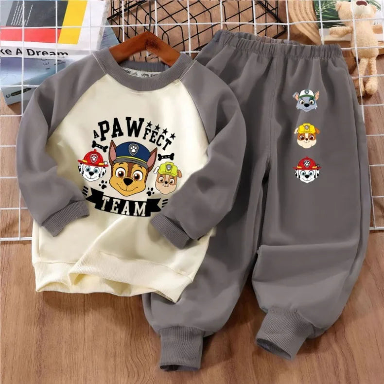PAW Patro Printed Boys Spliced Sweatshirt 2-piece Sets Kids O Neck Hoodies and Pant 2pcs Set Kids Sport Clothes Suit Spring Fall