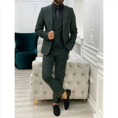 Green Suits Men Suits 3 Pieces Wedding Wear Business Male