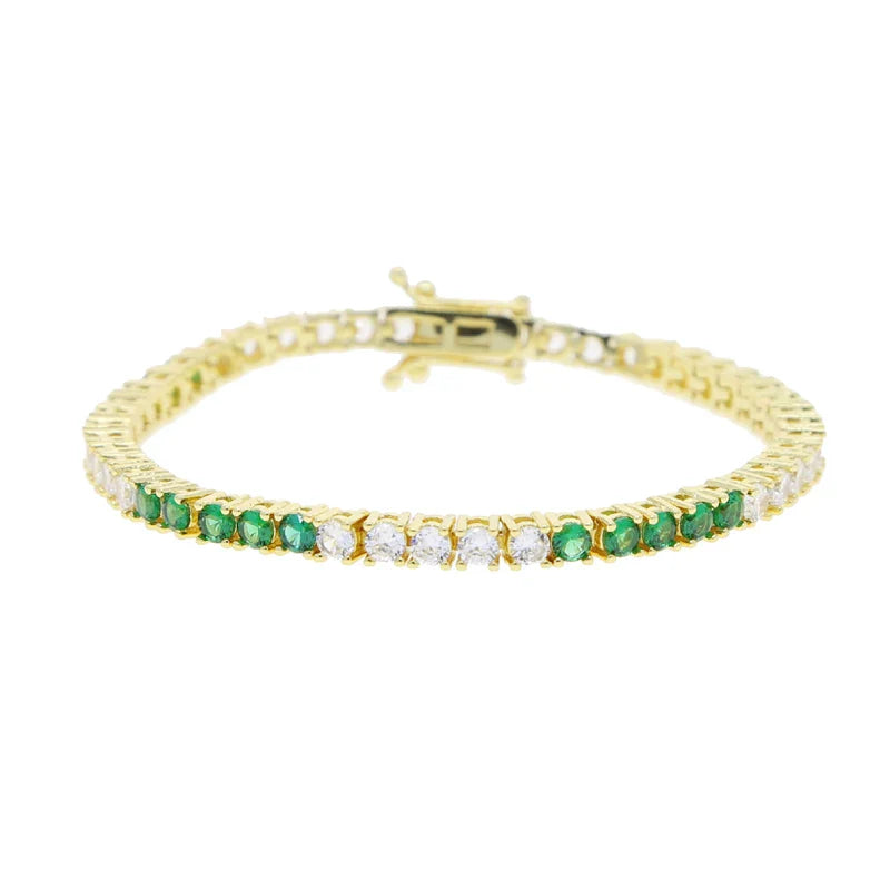 Sdzstone NEW Arrived Fashion Women Jewelry Gold Color High Quality 5A Cubic Zirconia Colorful CZ Tennis Chain Bracelet