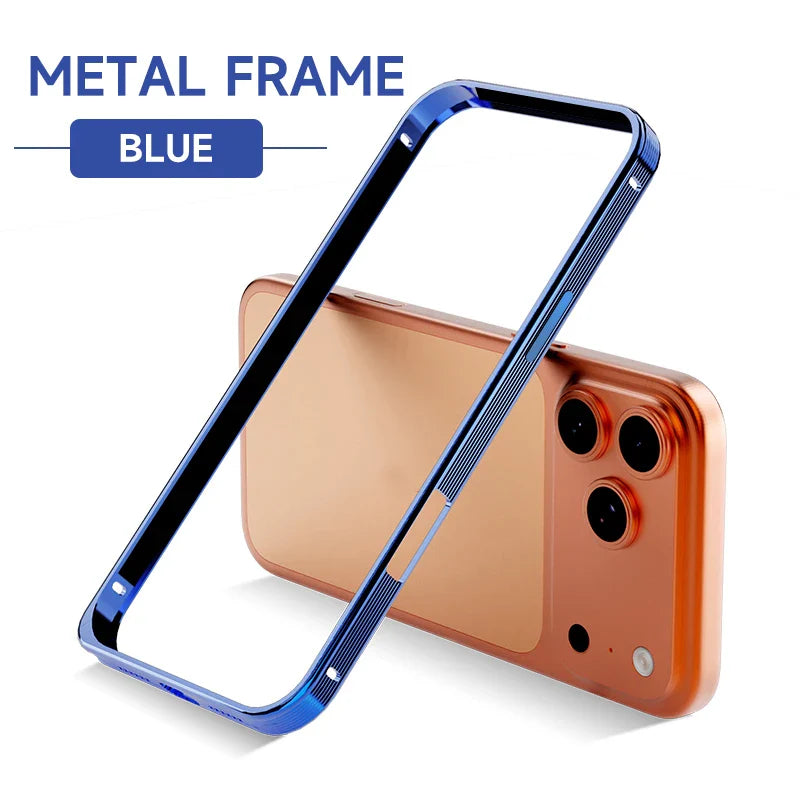 New Metal Anti Slip Border Buckle Heat Dissipation Phone Case For iPhone 17 Pro Max 15 14 13 16 Pro Max Bare Phone Feel Frame
