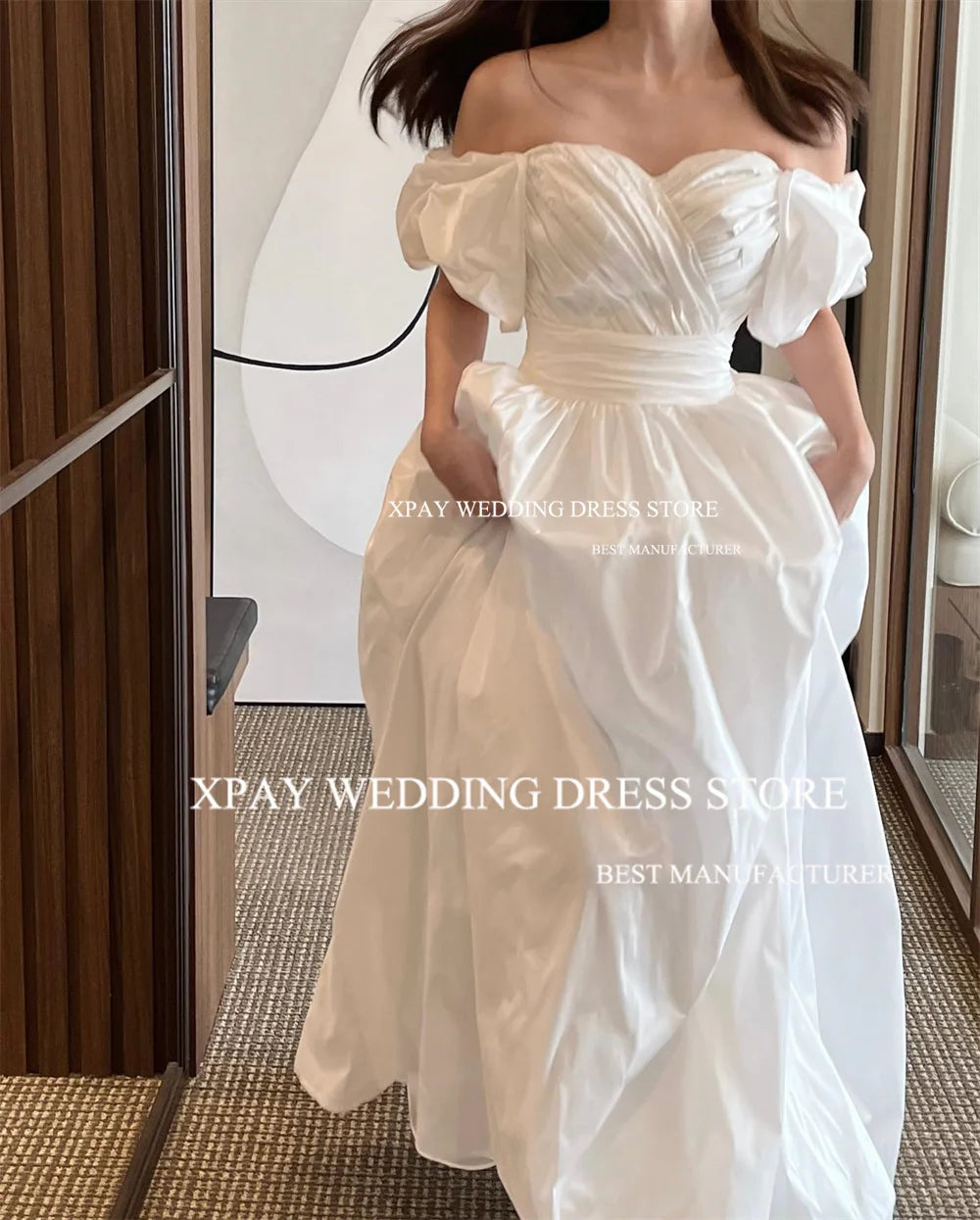 White Bridesmaid Dresses: Wedding Dresses Satin Pleats Corset Back Bridal Gowns