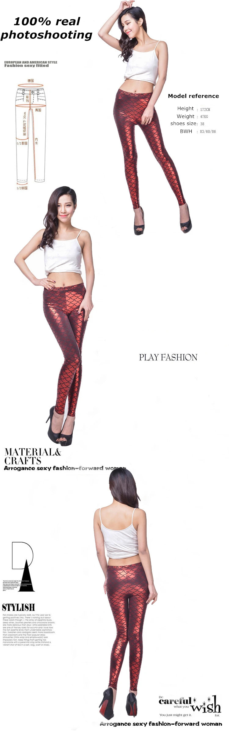 Fashion Shining Mermaid Fish Scale Leggings Women Silky Sparkling Simulated Leather