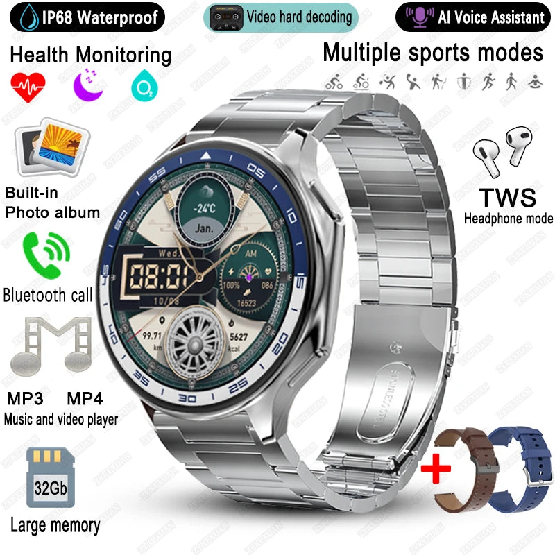 2025 New For OPPO Watch X Smart Watch 4G Memory Music Video HD Bluetooth Call IP68 Waterproof AMOLED Smart Watch TWS Earphones