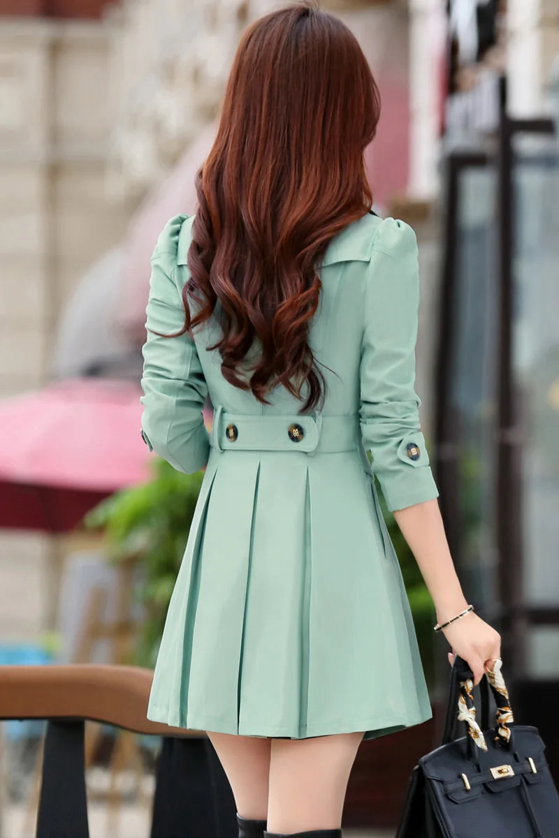 Trench Coat Women Double-Breasted Trench Coat Lace Female Autumn Casual Coats