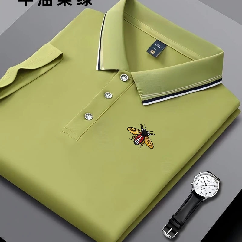 Embroidered New Men's Business Casual Short Sleeved Polo Shirt, Fashionable, Breathable, Comfortable and Versatile Top