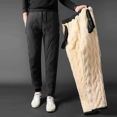 Men's Fleece-lined Thickened Casual Pants Warm Cotton Wadded Trousers Anti-cold