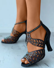 Fashion Shoes of Women Fashion Stiletto Rhinestone Hollow Fish Closed Toe